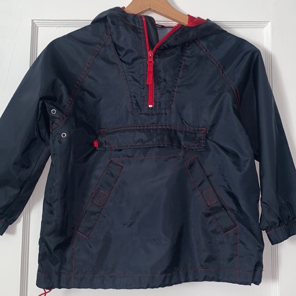 GAP Navy Blue and Red Windbreaker Jacket Hood 6/7 EUC - Picture 2 of 15